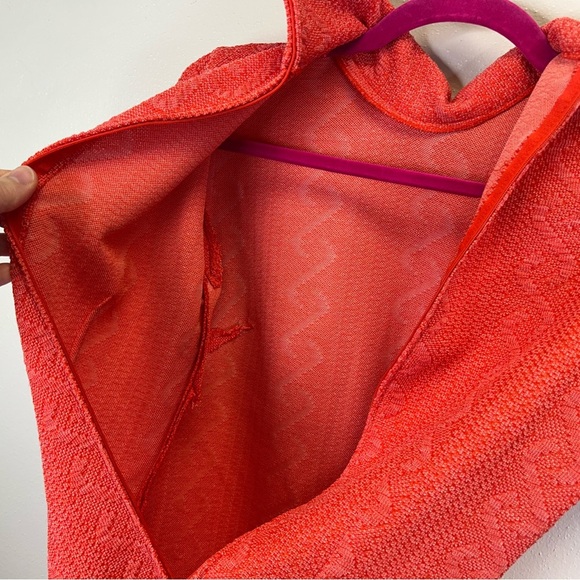 Vintage 60s 70s Mock Neck Orange/Red Dress Size S/M Womens Retro EUC Groovy - Picture 11 of 11